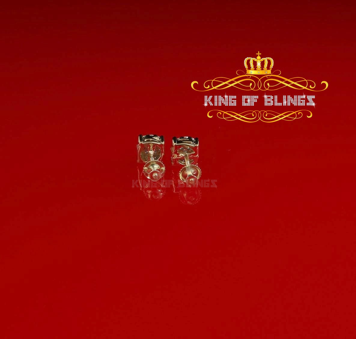 King of Bling's Aretes Para Hombre 925 Yellow Silver 0.84ct Cubic Zirconia Round Women's Earring KING OF BLINGS