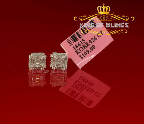 King of Bling's Mens 1.26ct Square Yellow 925 Sterling Silver ScrewBack Hip Hop CZ Stud Earring KING OF BLINGS