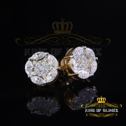 King  of Bling's 925 Sterling Silver Yellow Marquise Women Round Stud Earrings 3.00ct moissanite KING OF BLINGS