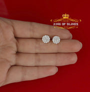 King of Bling's 925 Yellow Silver Aretes Para Hombre 0.87ct Cubic Zirconia Round Women's Earring KING OF BLINGS