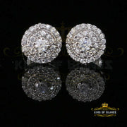 King of Blings- White Sterling Silver 0.78ct Cubic Zirconia Ladies 925 Hip Hop Round Earrings KING OF BLINGS