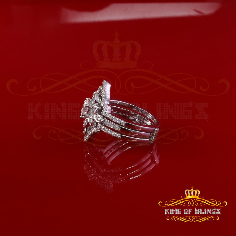 King Of Blings Fancy Ring W/ Guard in SZ7 for Women 925 White Silver 2.00ct VVS D Moissanite King of Blings