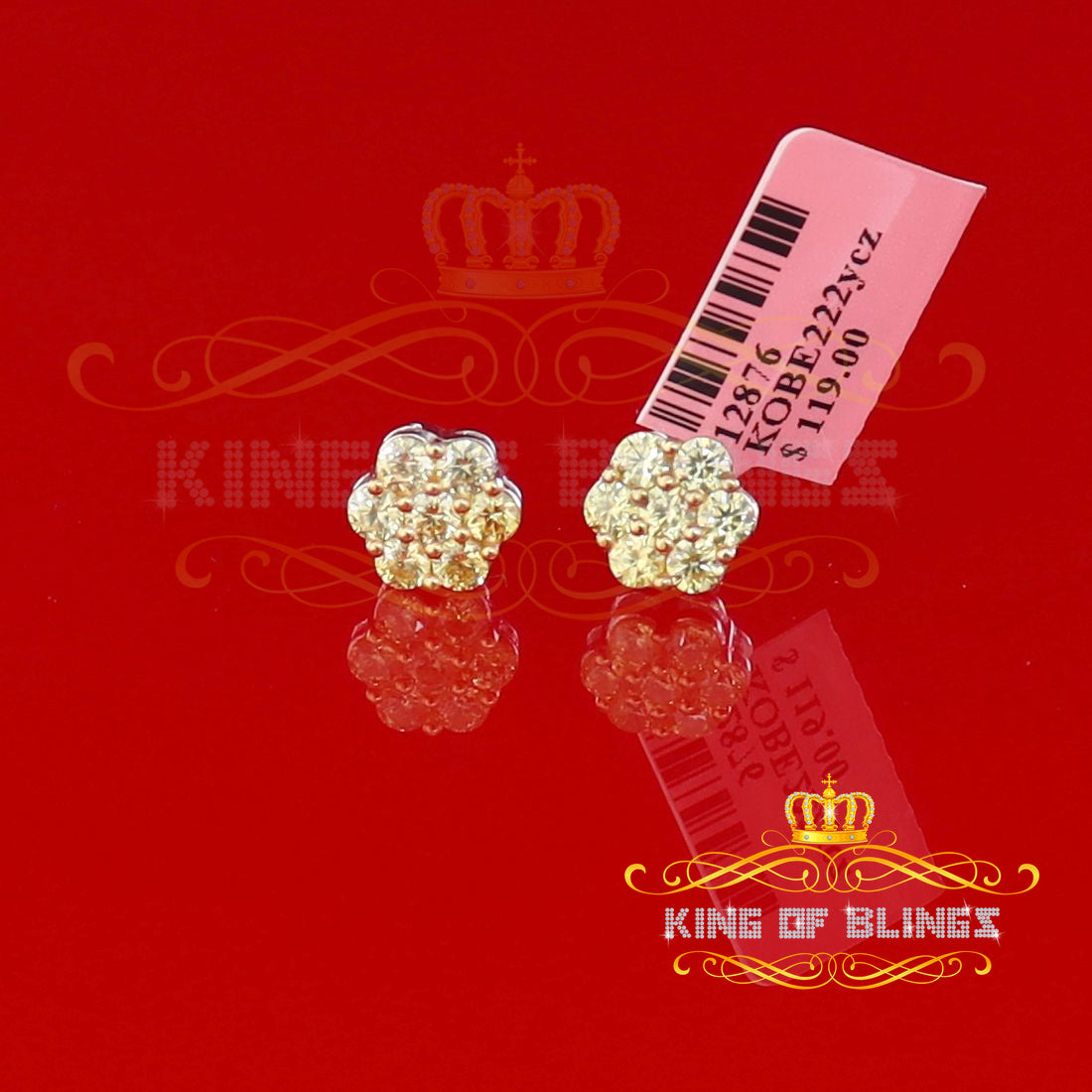 King of Blings- 4.12ct Cubic Zirconia 925 White Sterling Silver Women's Hip Hop Flower Earring KING OF BLINGS