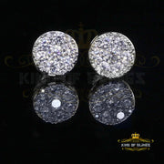 King of Blings- 3.02ct Cubic Zirconia 925 White Sterling Silver Hip Hop Round Earring for Ladies KING OF BLINGS