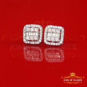 King of Bling's Men's/Womens 925 Silver White 1.10ct VVS 'D' Moissanite Square Stud Earrings KING OF BLINGS