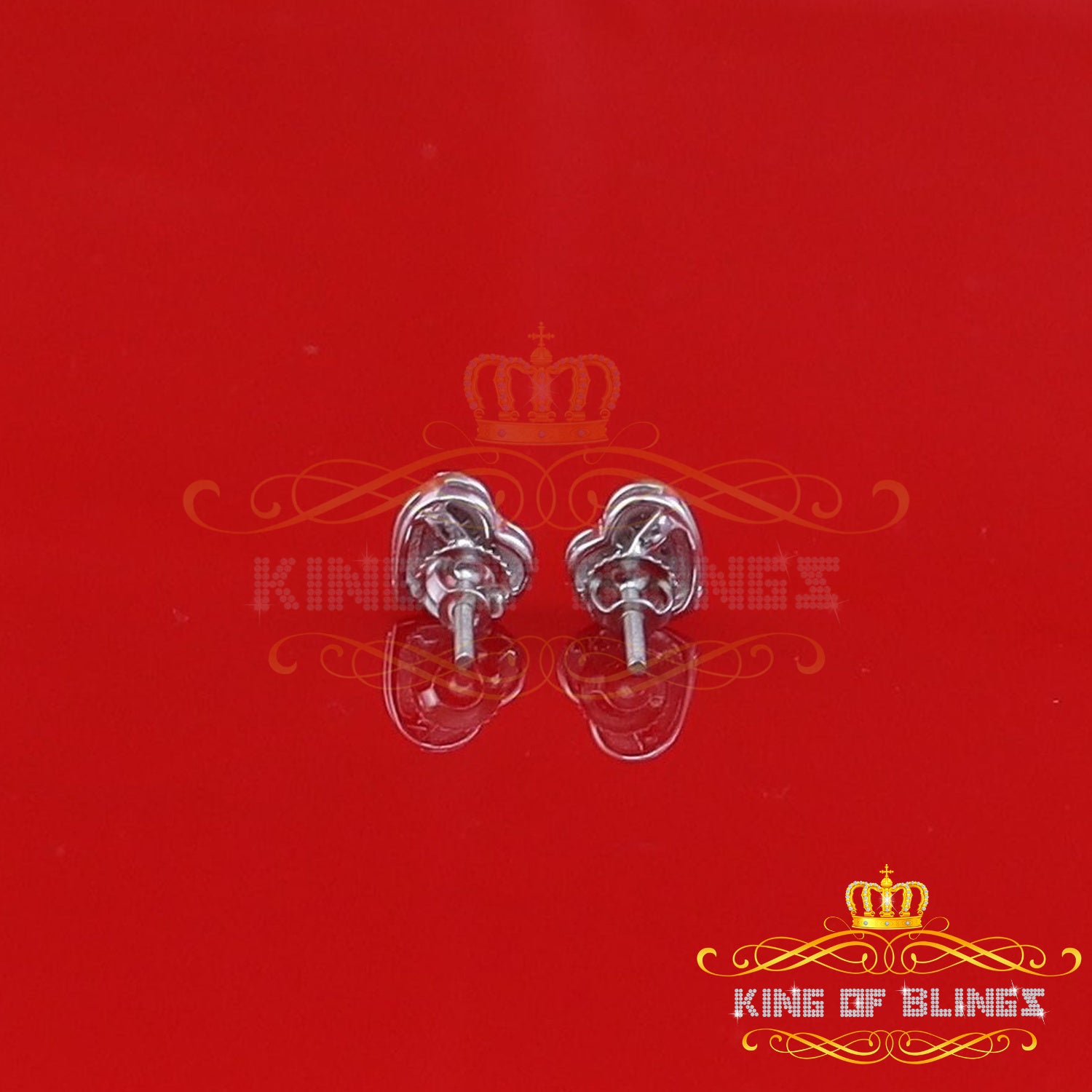 King Of Bling's Aretes Para Hombre Heart 925 White Silver 0.10ct Diamond Women & Men Earrings KING OF BLINGS