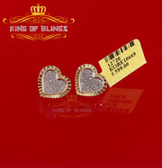 King of Blings-925 Yellow Silver 0.50ct Genuine Diamond Women's /Men's Heart Style Earrings KING OF BLINGS