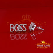 King Of Bling's BOSS Women's Stud Earrings with 0.33 Ct Natural Diamonds in White 925 Silver KING OF BLINGS