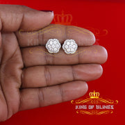 King of Bling's 925 Yellow Silver 2.7ct Cubic Zirconia Flower Fashion Women's & Men's Earrings KING OF BLINGS