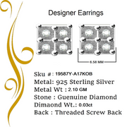 King of Blings-0.03ct Diamond Stud Earrings For Women Yellow 925 Sterling Silver Stud For Men KING OF BLINGS