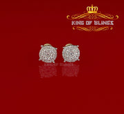 King of Bling's 925 Yellow Sterling Silver 0.86ct Cubic Zirconia Round Women's Hip Hop Earrings KING OF BLINGS