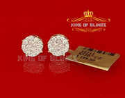 King of Bling's 925 Yellow Silver Screw Back 1.44ct Cubic Zirconia Round Earrings For Ladies KING OF BLINGS