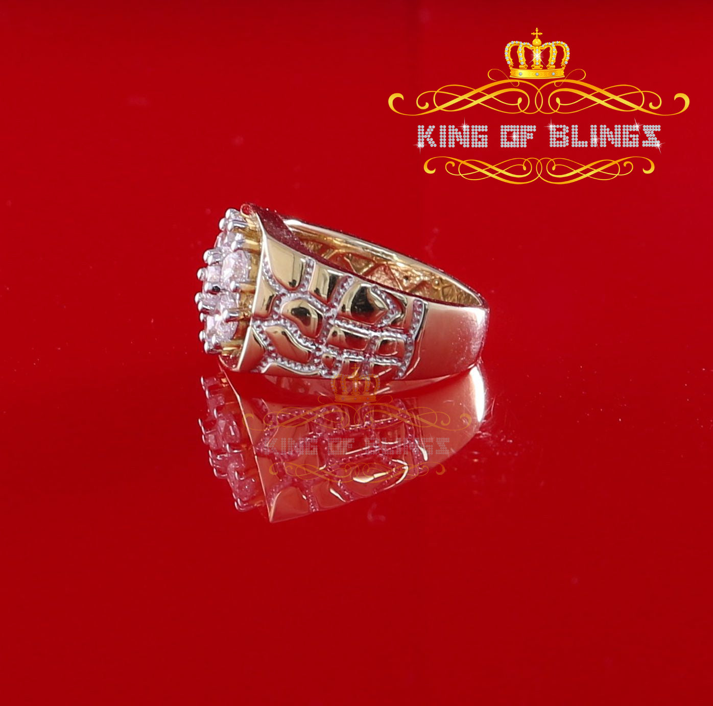 King Of Bling's 925 Yellow Sterling Silver 2.34ct Cubic Zirconia Promise Flower Ring Size 7 KING OF BLINGS