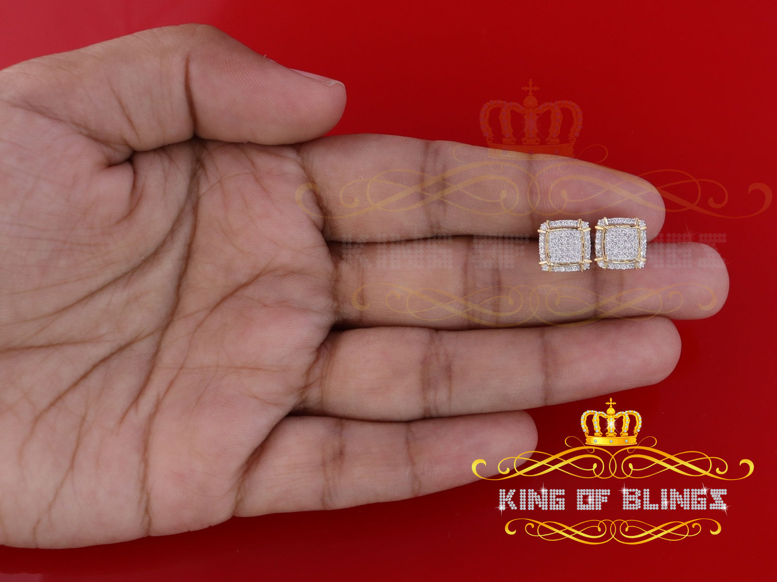 King of Bling's 925 Silver Sterling Yellow 0.72ct Cubic Zirconia Hip Hop Square Women's Earrings KING OF BLINGS