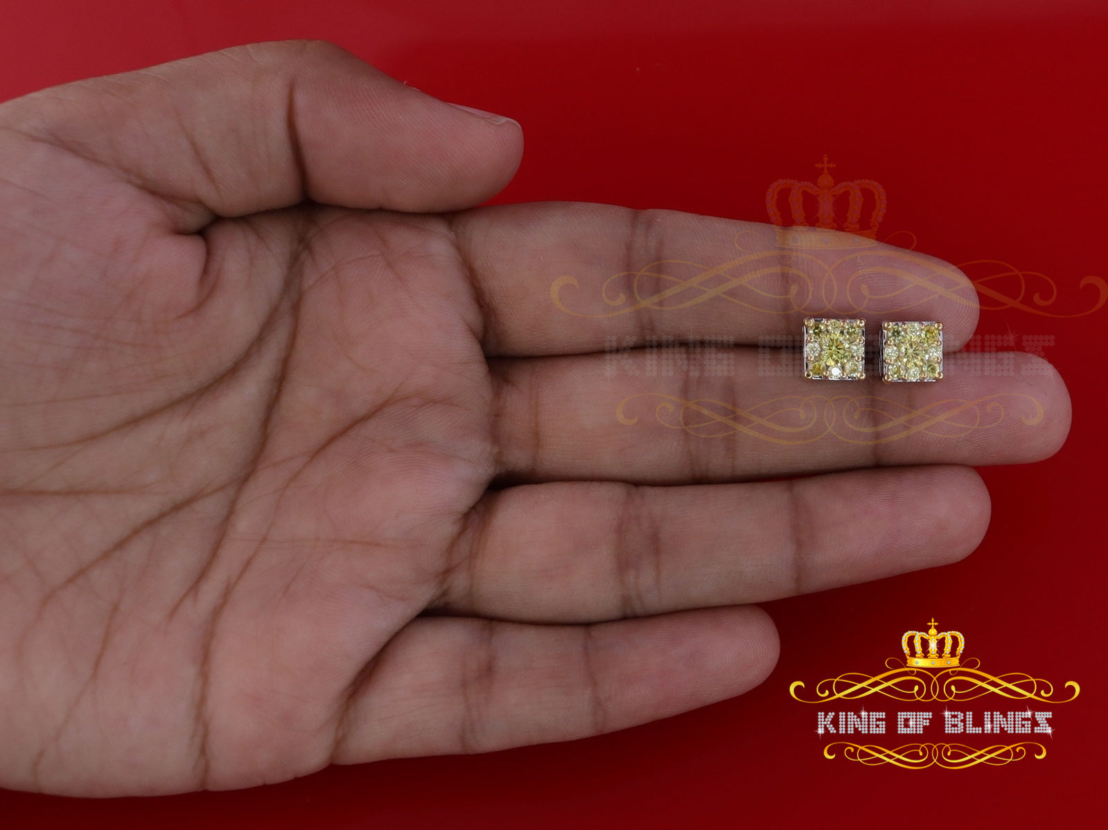 King of Blings- 2.00ct Cubic Zirconia 925 White Silver Women's & Men's Hip Hop Square Earrings KING OF BLINGS