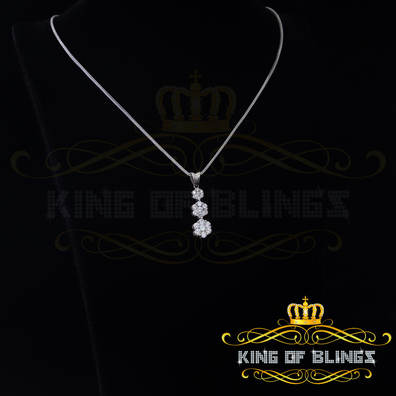 King Of Bling's White 925 past present future Sterling Silver Pendant 3.71ct Cubic Zirconia