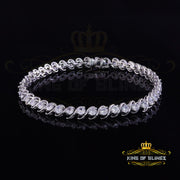 925 White Silver 8MM 0.8CT Cubic Zircon Tennis Men's/Womens Bracelet 9 Inch long KING OF BLINGS