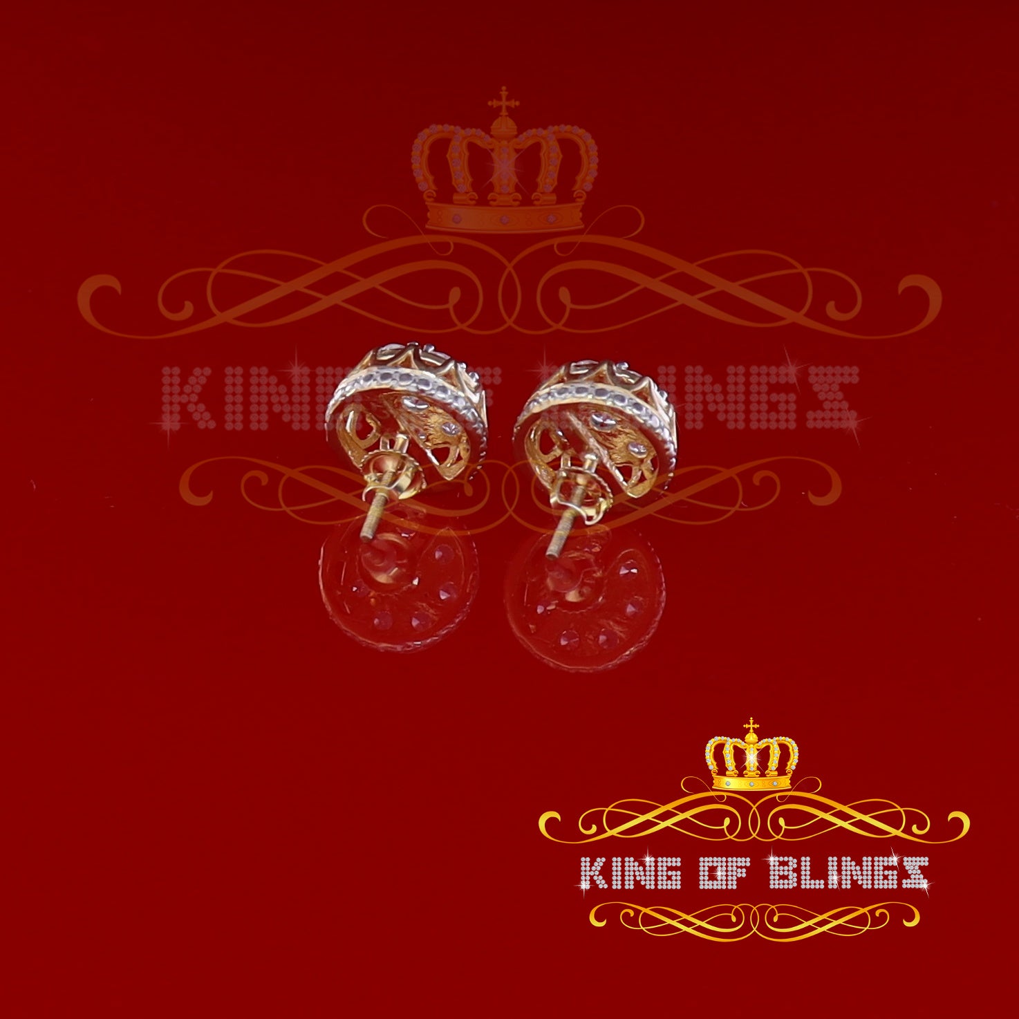 King of Bling's 3.28ct Cubic Zirconia 925 Yellow Silver Women's & Men's Hip Hop Flower Earrings KING OF BLINGS