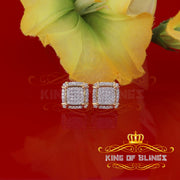 King of Bling's 925 Silver Sterling Yellow 0.72ct Cubic Zirconia Hip Hop Square Women's Earrings KING OF BLINGS
