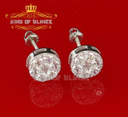 King of Blings- 2.76 ct Cubic Zirconia 925 White Silver Women's & Men's Hip Hop Round Earrings KING OF BLINGS