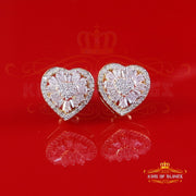 King of Bling's Yellow Silver 1.00ct VVS 'D' Moissanite Floral Heart Stud Earring Men's/Womens King of Blings