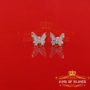 King of Bling's Women's 0.34ct Cubic Zirconia Butterfly Stud Earring Yellow 925 Sterling Silver KING OF BLINGS