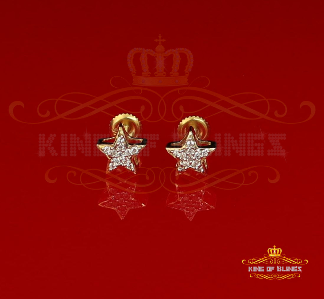 King of Bling's Hip Hop Yellow Silver Screw 0.22ct Cubic Zirconia Women's & Men's Star Earrings KING OF BLINGS