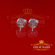 King of Blings- 925 Silver Real 1.02ct Cubic Zirconia Round White Earrings For Men's & Women's KING OF BLINGS