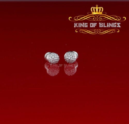King of Blings- Aretes Para Hombre 925 White Silver 0.64ct Cubic Zirconia Round Women's Earrings KING OF BLINGS