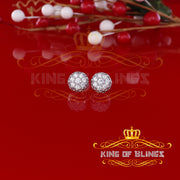 King of Blings- 2.02ct Cubic Zirconia 925 White Sterling Silver Women's Hip Hop Flower Earrings KING OF BLINGS