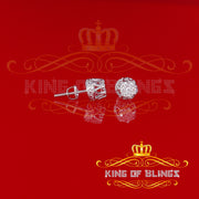 King of Blings- 925 White Silver Sterling 0.36ct Cubic Zirconia Hip Hop Floral Women's Earrings KING OF BLINGS