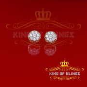 King of Bling's 2.02ct Cubic Zirconia 925 Yellow Silver Women's & Men's Hip Hop Flower Earrings KING OF BLINGS