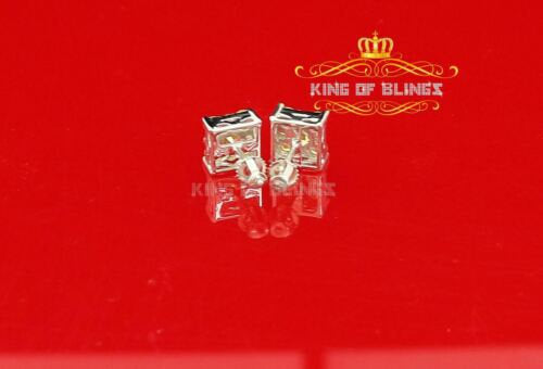 King of Blings-White Silver 1.68ct Cubic Zirconia Yellow Stone Womens/Men's Square Earrings KING OF BLINGS