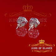 King of Blings- Aretes Para Hombre 925 White Silver 1.74ct Cubic Zirconia Flower Women's Earring KING OF BLINGS