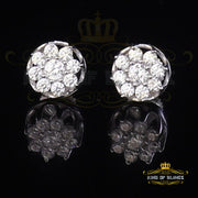 King of Blings- White 925 Silver Cubic 0.14ct Zirconia Women's & Men's Hip Hop Flower Earrings KING OF BLINGS