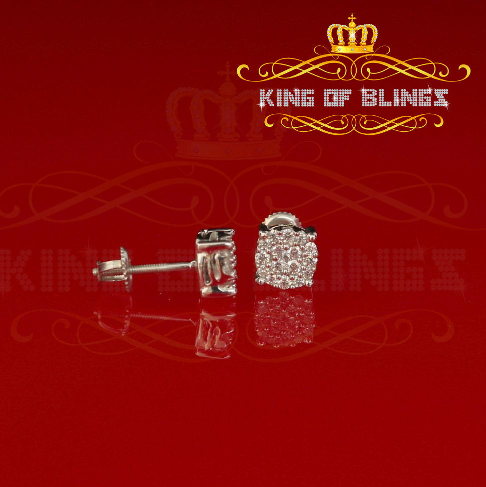 King of Blings- Aretes Para Hombre 925 White Silver 0.84ct Cubic Zirconia Round Women's Earring KING OF BLINGS