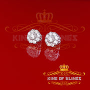 King of Blings- 925 White Sterling Silver 2.88ct Cubic Zirconia Women's Hip Hop Floral Earrings KING OF BLINGS