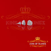 King Of Bling's Aretes Para Hombre Heart 925 White Silver 0.25ct Diamond Men & Women Earrings KING OF BLINGS