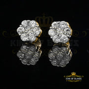 King of Bling's 925 Yellow Silver Sterling 2.06ct Cubic Zirconia Hip Hop Floral Women's Earrings KING OF BLINGS