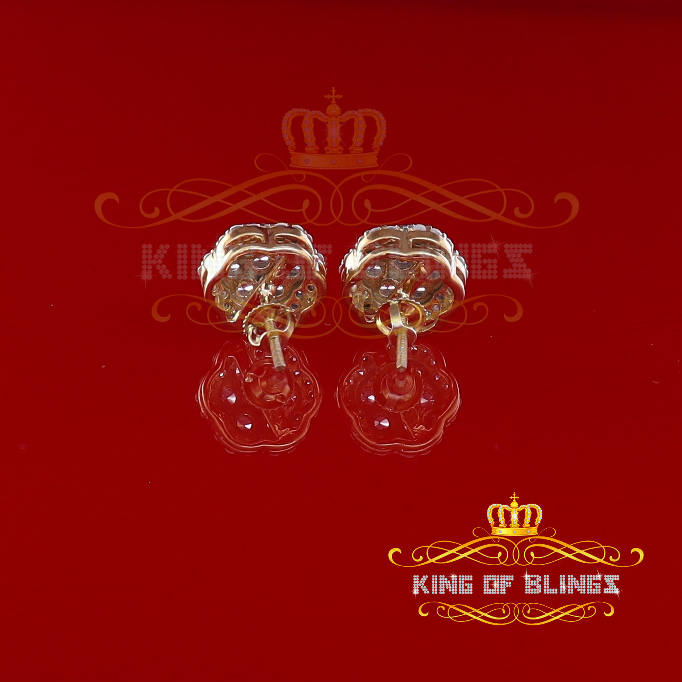 King of Bling's 925 Yellow Silver 2.7ct Cubic Zirconia Flower Fashion Women's & Men's Earrings KING OF BLINGS
