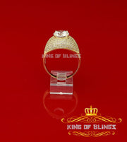 King Of Bling's Sterling Yellow Silver Big One 14.00ct Cubic Zirconia Fashion Round Ring Size 15 KING OF BLINGS