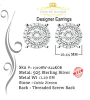 King of Blings- 1.96ct Cubic Zirconia Aretes Para Hombre 925 White Silver Women's Round Earring KING OF BLINGS