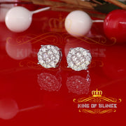 King of Blings- 925 White Silver Screw Back 1.44ct Cubic Zirconia Round Earrings For Ladies KING OF BLINGS