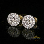 King of Bling's Aretes Para Hombre 925 Yellow Silver 1.86ct Cubic Zirconia Round Women's Earring KING OF BLINGS