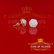 King of Bling's 925 Yellow Silver 1.74ct Cubic Zirconia Flower Earrings For Ladies / Gent's KING OF BLINGS