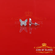 King of Blings- Women's 0.34ct Cubic Zirconia Butterfly Stud Earrings White 925 Sterling Silver KING OF BLINGS