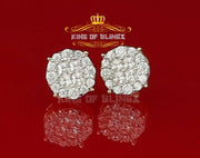 King of Bling's 925 Yellow Silver 0.96ct Cubic Zirconia Women's & Men's Hip Hop Flower Earrings KING OF BLINGS