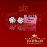 King of Blings- 1.94ct Cubic Zirconia 925 White Sterling Silver Women's Hip Hop Flower Earrings KING OF BLINGS