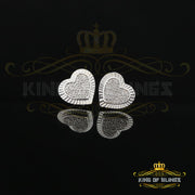 King Of Bling's Aretes Para Hombre Heart 925 White Silver 0.33ct Diamond Women's /Men's Earrings KING OF BLINGS