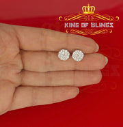 King of Blings- Aretes Para Hombre 925 White Silver 2.0ct Cubic Zirconia Round Women's Earrings KING OF BLINGS